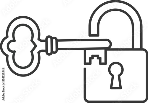 Vintage key unlocking a modern padlock, symbolizing access and security solutions.