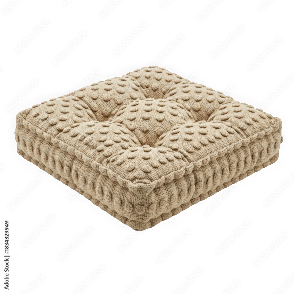 Obraz premium Tufted square floor cushion with textured woven fabric