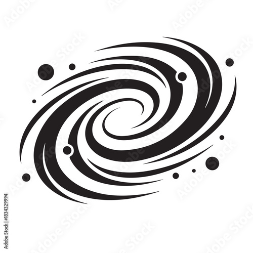 Black and white spiral galaxy icon