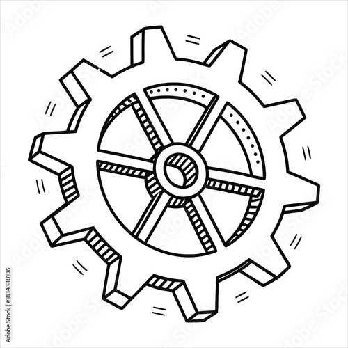 clean settings gear icon, modern outline, precise vector