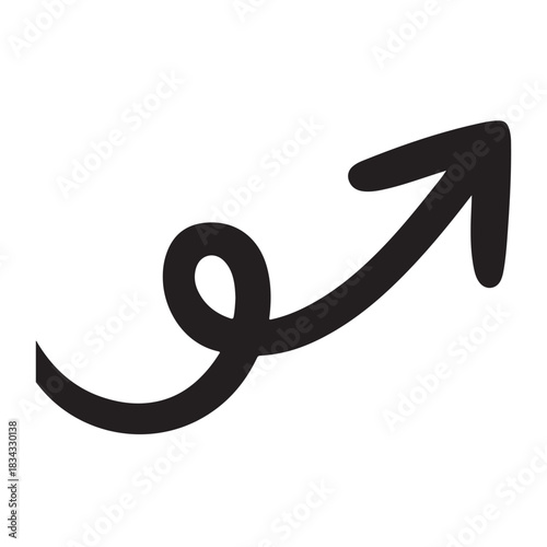 Hand drawn curved arrow pointing up