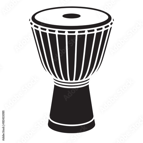Black and white icon of a djembe drum