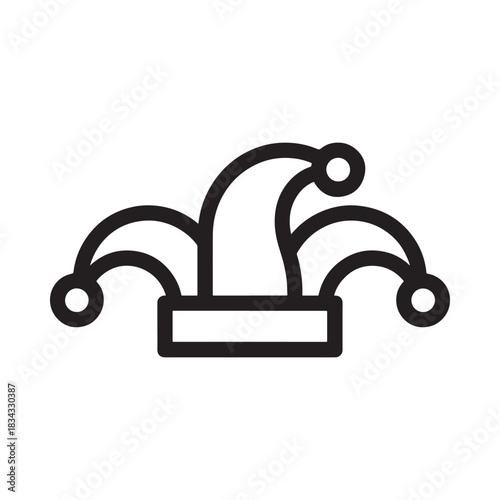 Simple jester hat icon with pom poms