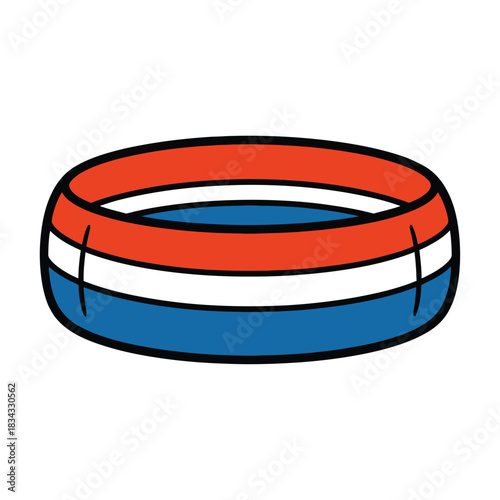 A sporty headband with stripes, simple clipart, transparent background.