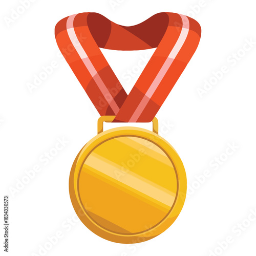 Golden medal award for champion winner achievement with sport ribbon vector symbol