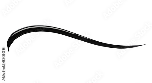 Elegant black liquid eyeliner stroke swatch isolated on transparent background for makeup design