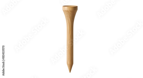 A single wooden golf tee isolated on transparent background for sports equipment illustration