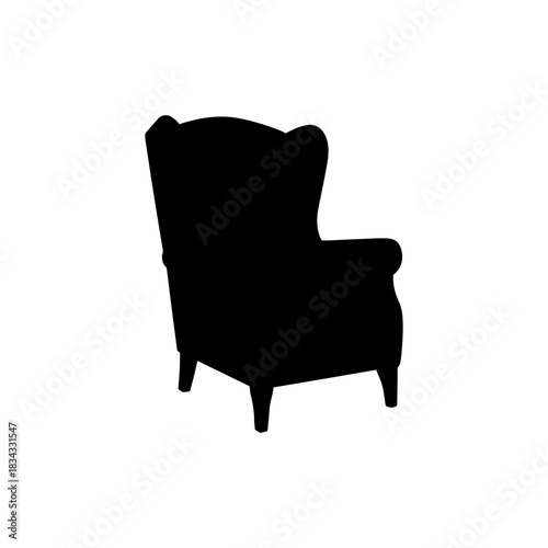 Wing chair silhouette icon vector flat illustration design.