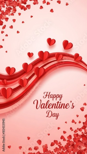 Valentine's day celebration with red hearts and romantic design for greeting cards