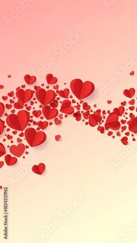 Romantic red hearts on gradient background for valentine's decoration design