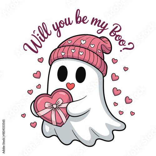 Cute Ghost Valentine SVG