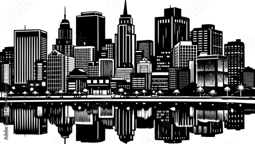 Very beautiful Nashville skyline at blue hour with glowing buildings, calm reflections, and a soft gradient sky, capturing the city’s modern atmosphere in a clean, vibrant, and visually balanced urban