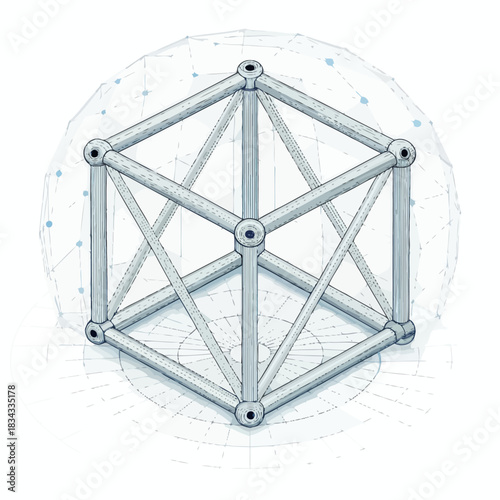 3D Model Wireframe Icon Isolated