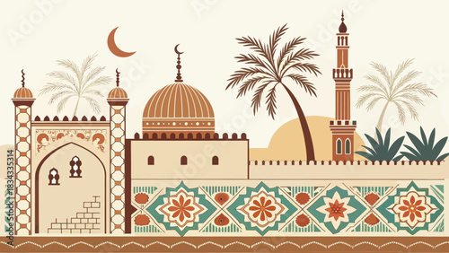 African Islamic Wall Motif Design Vector