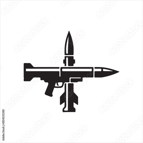  Illustrator rocket launcher military weapon symbol simple black Silhouette vector
