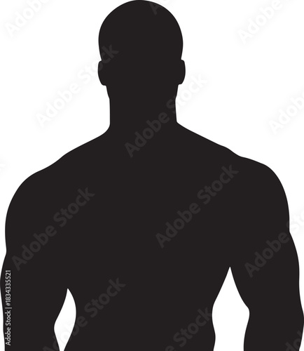 Strong Silhouette Muscular Man's Powerful Form in Vector Illustration