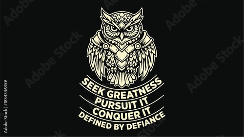 Wise owl illustration with motivational words and inspiring message.