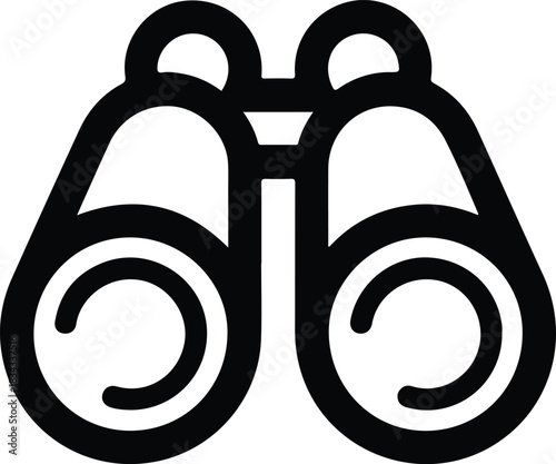 Black outline binoculars icon on white background optics