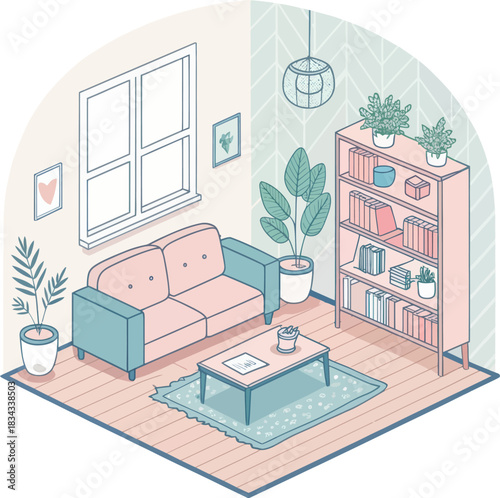 Imagine Interior Render Scene Vector Icon