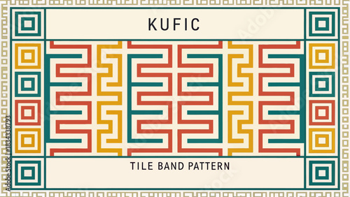 Intricate Kufic Tile Band Islamic Geometric Pattern Design