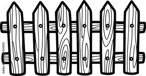 Hand-drawn simple fence icon, doodle solid black on white, with uneven posts, quick boundary sketch
