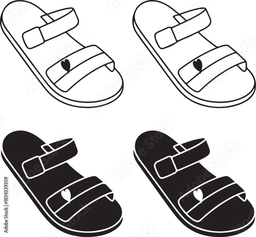 Hand-drawn sandals with heart detail - minimalist footwear design
