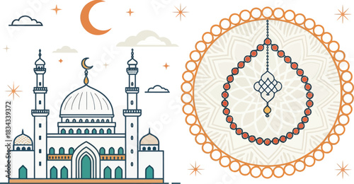Islamic Prayer Mat Ornament Design Vector