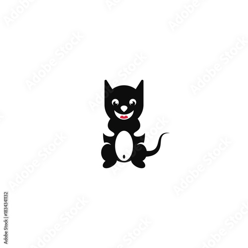 Funny and cute kitten logo on white background.