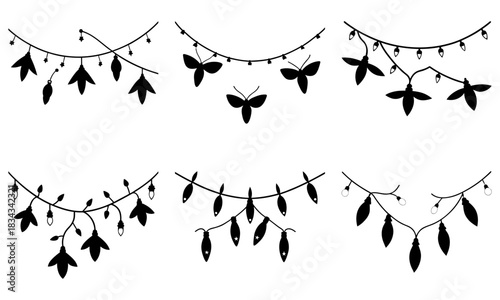 Charming floral vector garlands for elegant invitations and decorative accents, perfect for wedding designs and springtime projects, stylish and scalable