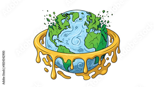 Global Warming: Earth Melting Environmental Crisis Climate Change.