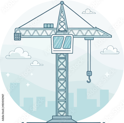 Tower Crane Construction Icon Isolated