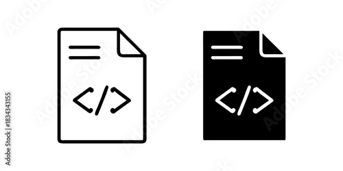 Code File outline and pictogram Icon for Programming and Document Management, code, file, document, coding, and programming.