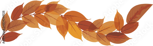 Vector illustration of swirling autumn leaves blowing in the wind, featuring seasonal fall foliage in a natural decorative black silhouette design