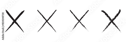 Black cross sign. Black  Letter X made with ink. Grunge letter X. Cross design element to cancel, reject and refuse something.