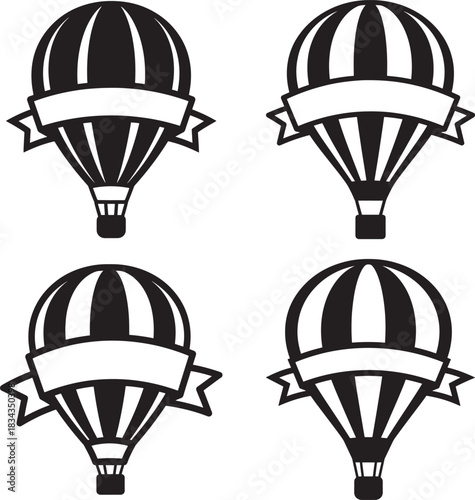 Four hot air balloon silhouettes with banners