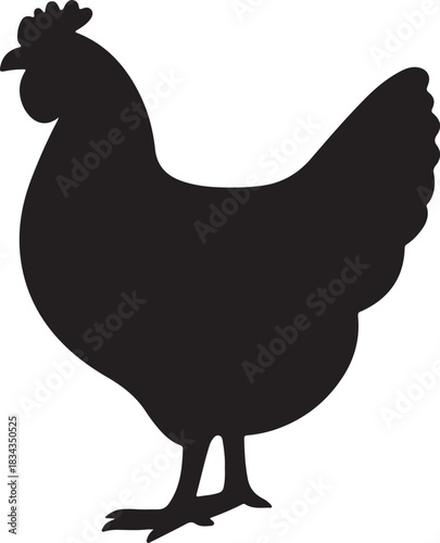 Chicken silhouette vector, poultry icons, farm animal illustration, black hen shapes, domestic bird design, livestock clipart