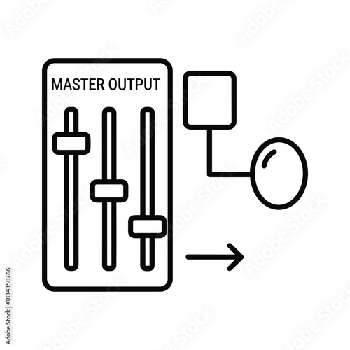 Audio Master Output Faders and Signal Flow Diagram Icon
