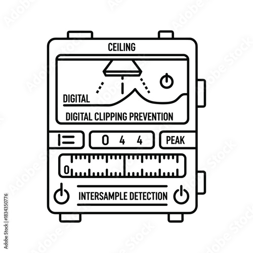 Digital Clipping Prevention and Intersample Detection Audio Meter Line Icon