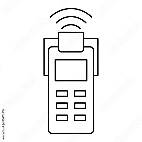 NFC Payment Pad Outline Vector Illustration Transparent Background
