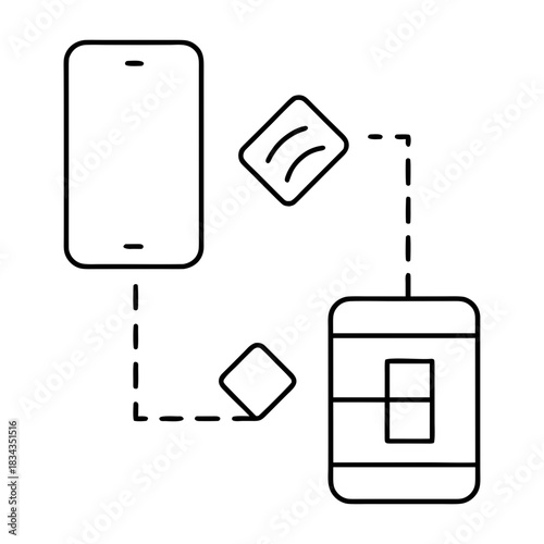 NFC Payment Outline Vector Illustration Transparent Background