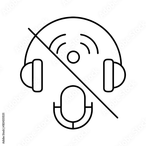Noise Cancellation Outline Vector Illustration Transparent Background
