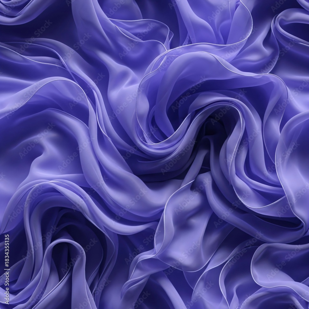 Obraz premium Purple folds and ruffles of airy chiffon or satin flowing fabric. Design background template for advertising cosmetics, perfumes, and fabric designs in a romantic style.