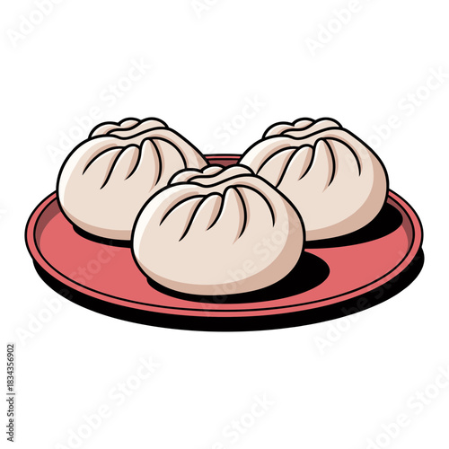 Steamed Buns on a Plate A Culinary Delight.