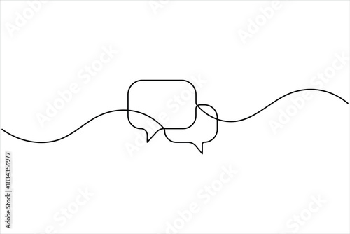 One continuous line art drawing of Speech bubble vector illustration. Communication chat messenger linear vector line symbol. Dialog cloud, chat bubble concept outline line design