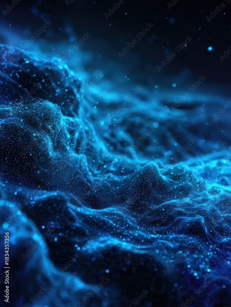 Fototapeta premium abstract digital landscape of glowing blue particles