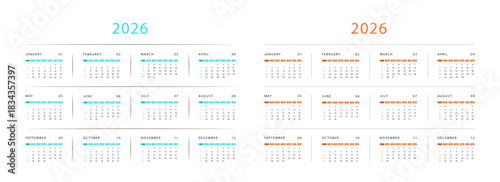 2026 calendar year planner monthly schedule template with minimal modern design layout