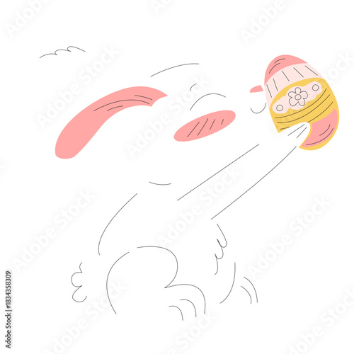 Cute rabbit easter holding egg illustration