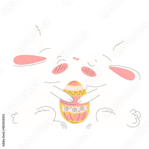 Cute rabbits easter tugging illustration
