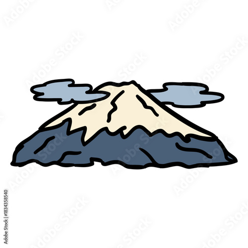 Japan mount fuji mountain hand drawn