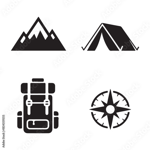Direction compass silhouette icon for navigation and exploration guidance